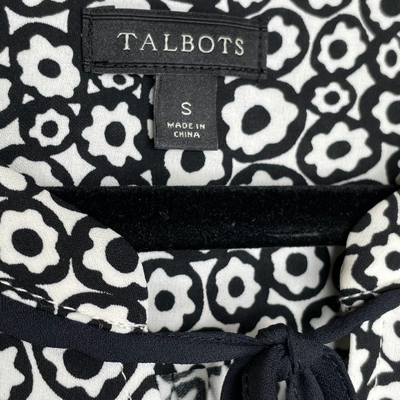Talbots Floral Long Sleeve Front Tie Blouse S - Picture 9 of 14